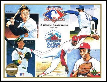 1991 Upper Deck Heroes of Baseball Sheets Lou Brock Bob Gibson Reggie Jackson Fergie Jenkins Brooks Robinson.jpg
